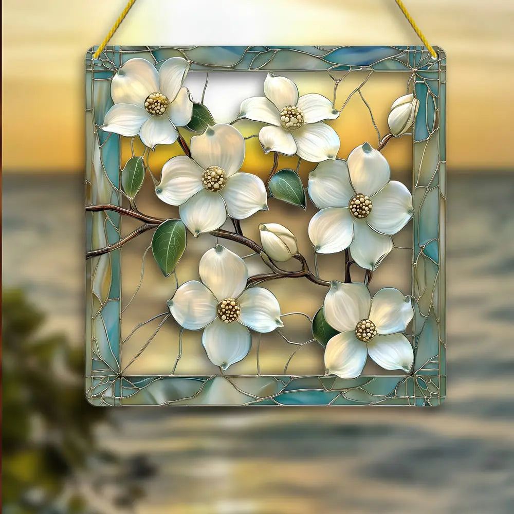 1pc Vibrant Dogwood Flower Suncatcher - 20.32cm x 20.32cm