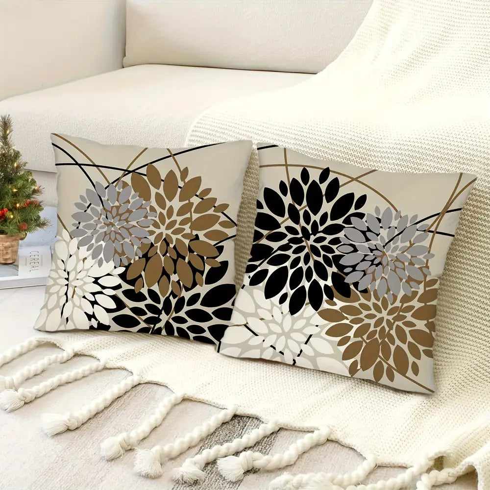 2pcs Nordic Geometric Leaf Throw Pillow Covers 45.72x45.72 cm