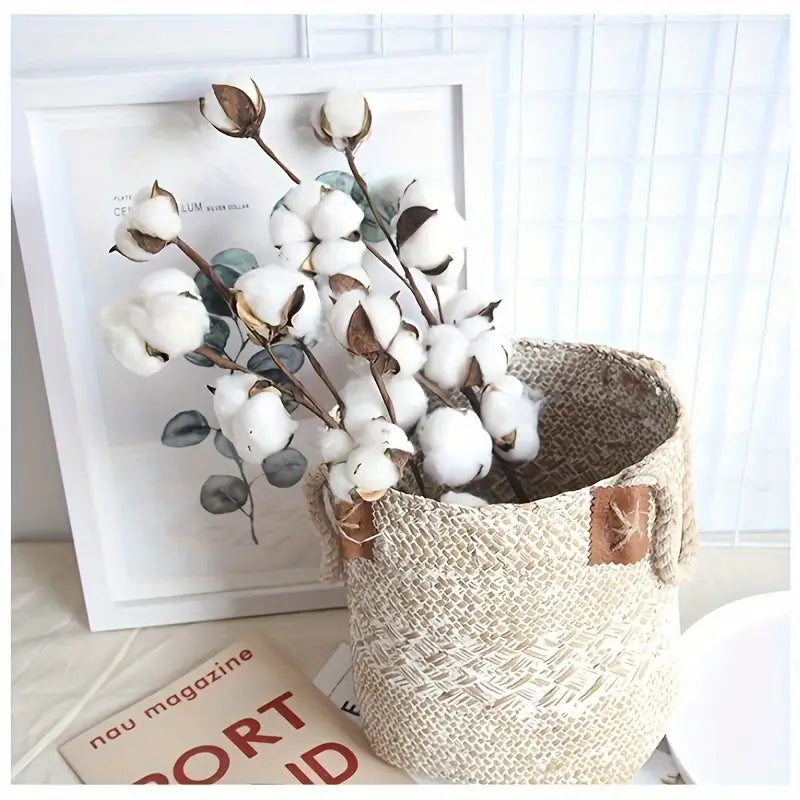 Bouquet de branches de coton artificiel – 10 têtes de coton éternel pour la décoration de la maison, des mariages et des fêtes