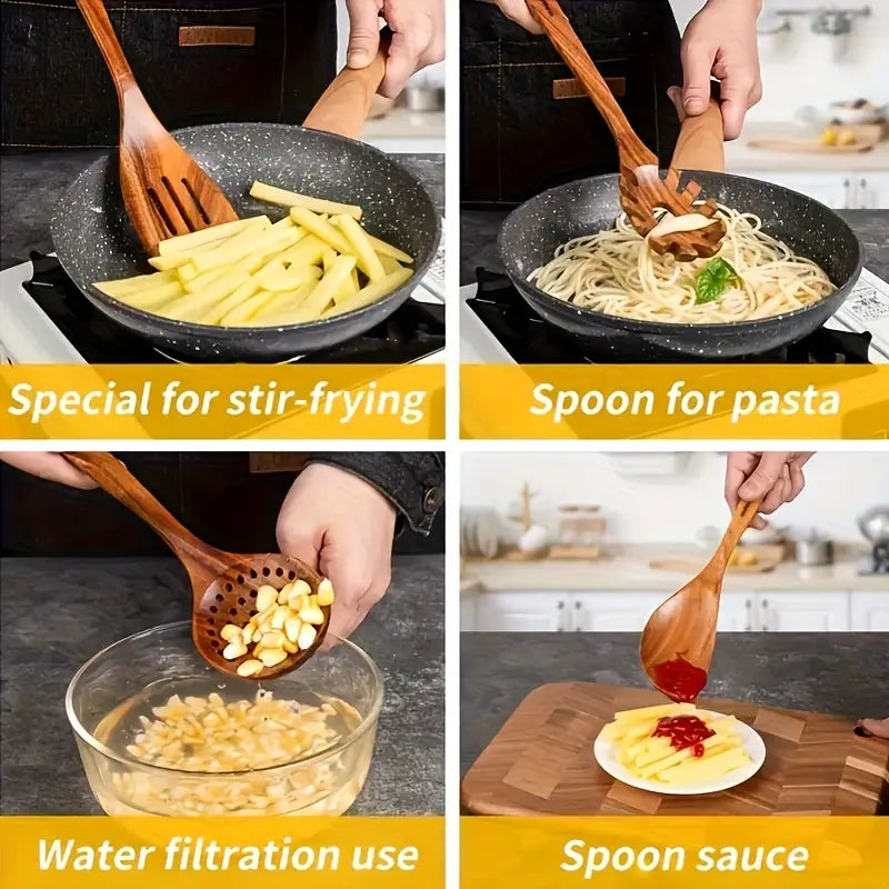 Teak Cookware Set (10-Piece) - Nonstick, Heat Resistant, Ergonomic