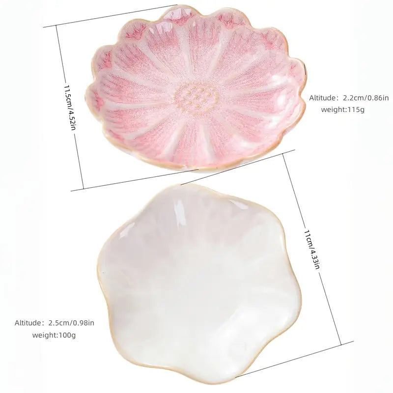 Plat à bijoux en céramique florale – Plateau de courtoisie élégant pour accessoires et décoration intérieure