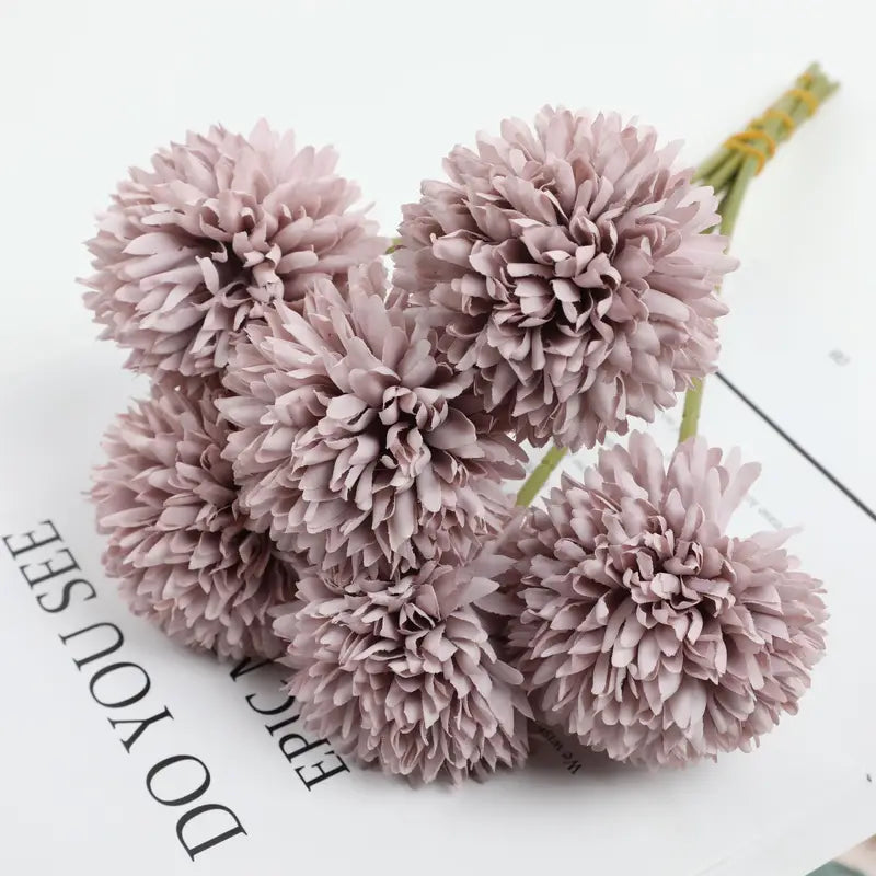 Bouquet de pissenlits artificiels et de chrysanthèmes Pong, 5 pièces – Décoration de table pour mariage et maison