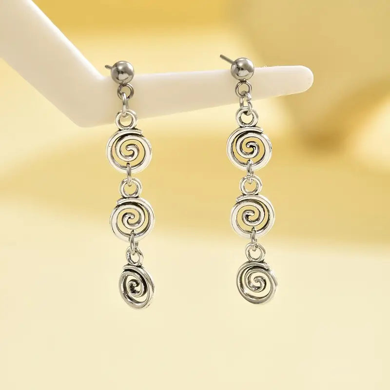 Boho Spiral Dangle Earrings - Geometric Women's Jewelry