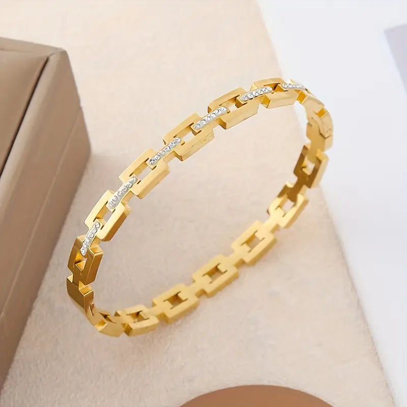 18K Gold Infinity Bangle Birthstone Bracelet Stainless Steel