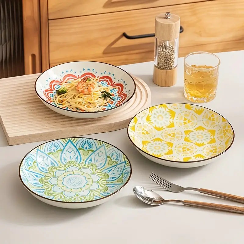 Ensemble de 2 ou 4 assiettes en céramique à motif floral bohème