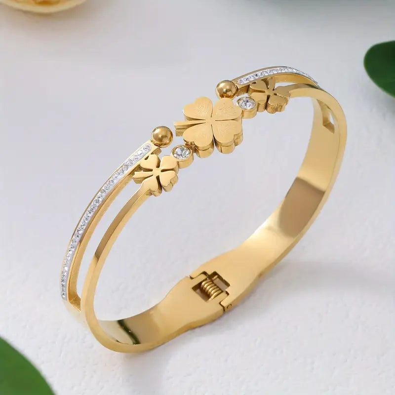 Luxury Stainless Steel Bangle – Zircon Bracelet for Ramadan & Everyday Wear