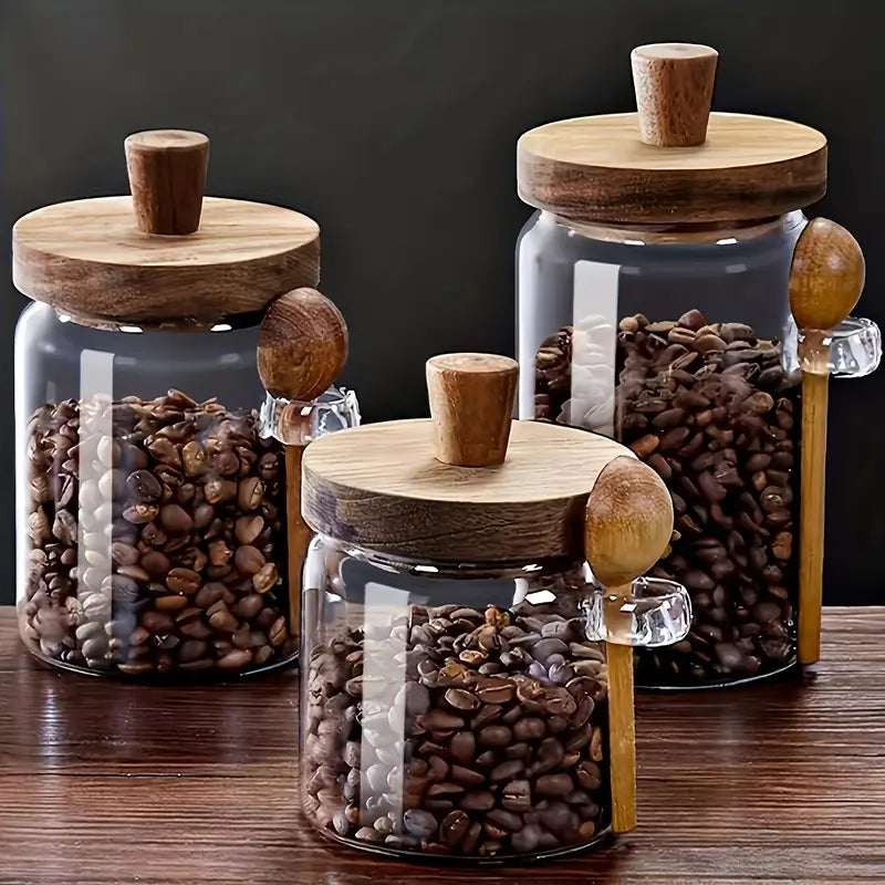 2PC Glass Jars with Spoons – Airtight Seal – 400ml/600ml/900ml Sizes