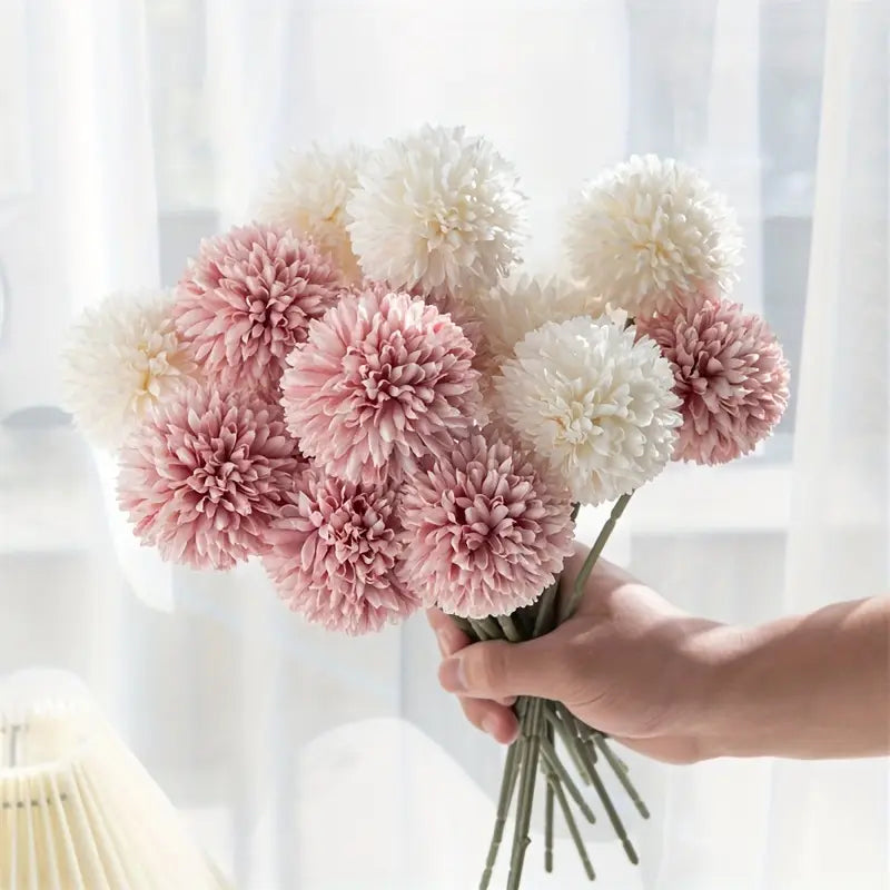 Bouquet de pissenlits artificiels et de chrysanthèmes Pong, 5 pièces – Décoration de table pour mariage et maison