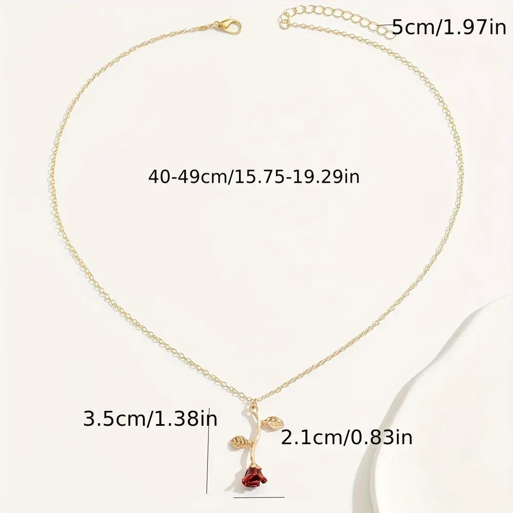 1pc Rose Design Flower Pendant Necklace