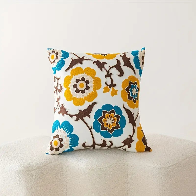 4PCS Bohemian Floral Throw Pillow Covers – 18x18in Cushion Cases for Living Room & Car