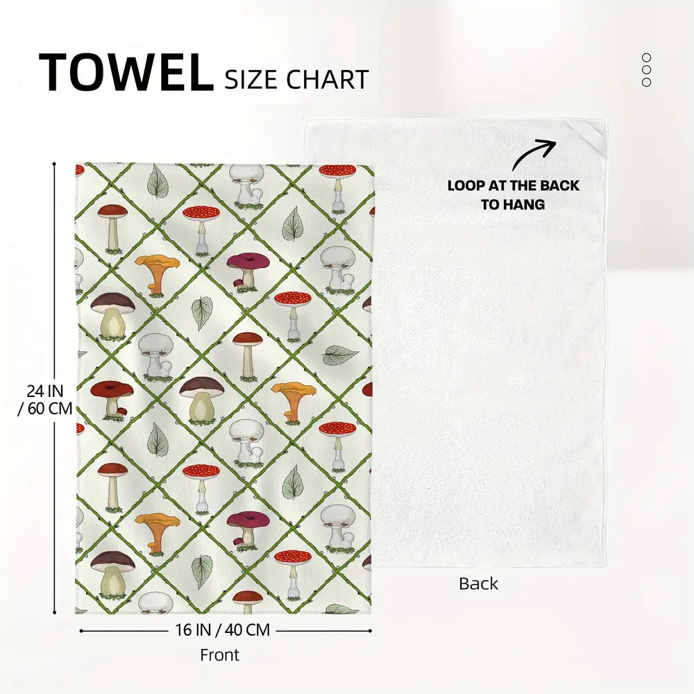 2 stuks, handdoeken, vaatdoek met paddenstoel, dahlia, mandarablad en kardinaalprint