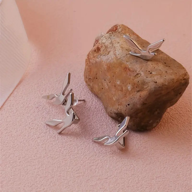Bird Stud Earrings Set - Copper Vintage Nickel-Free