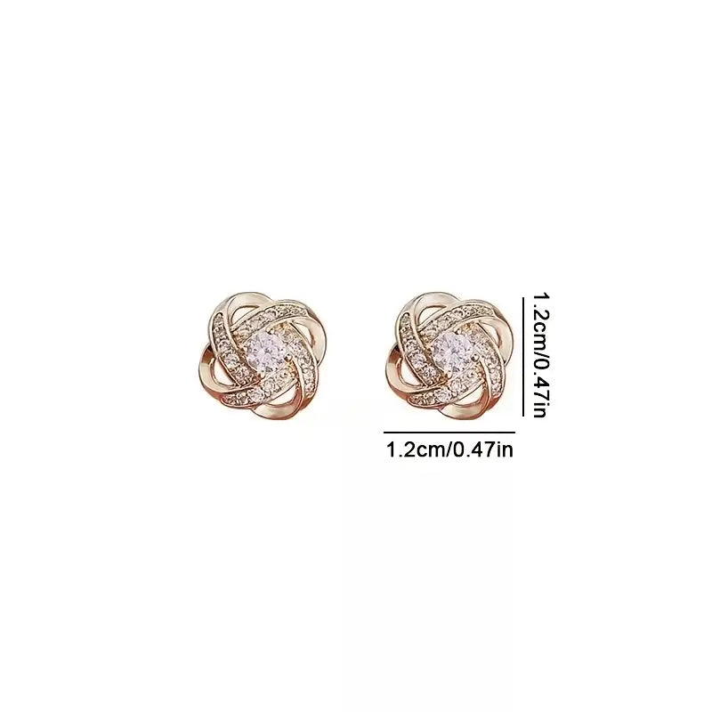Leaf Stud Earrings - Stainless Steel Crystal Jewelry