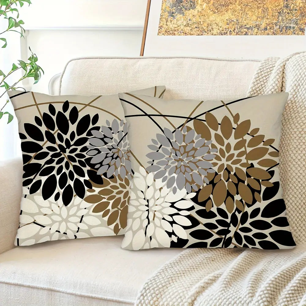 2pcs Nordic Geometric Leaf Throw Pillow Covers 45.72x45.72 cm