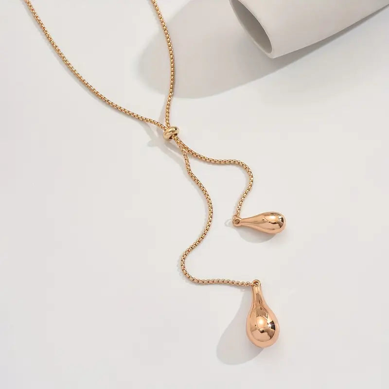 Teardrop Pendant Necklace Adjustable Boho Layering Jewelry