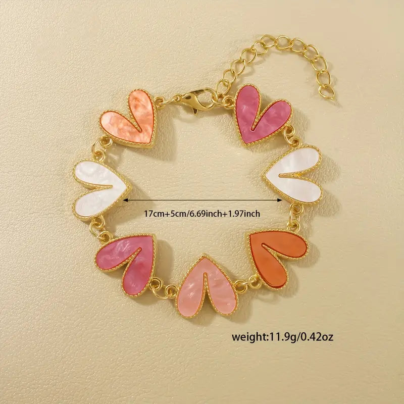 Heart Rhinestone Bracelet - Charm Bangle Jewelry