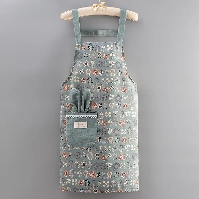 Floral Cooking Apron with Waterproof Lining