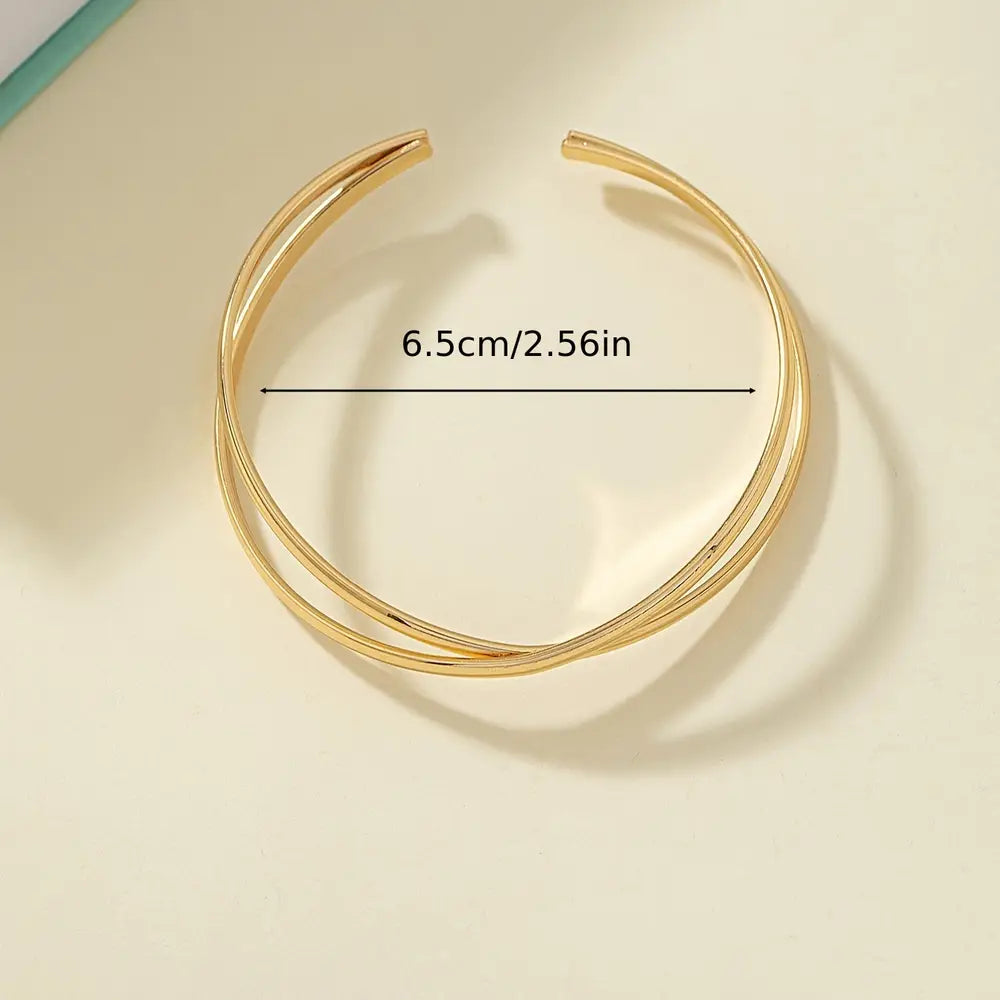 Elegant Alloy Cuff Bracelet for Women - Non-Mosaic Daily Wear Accessory