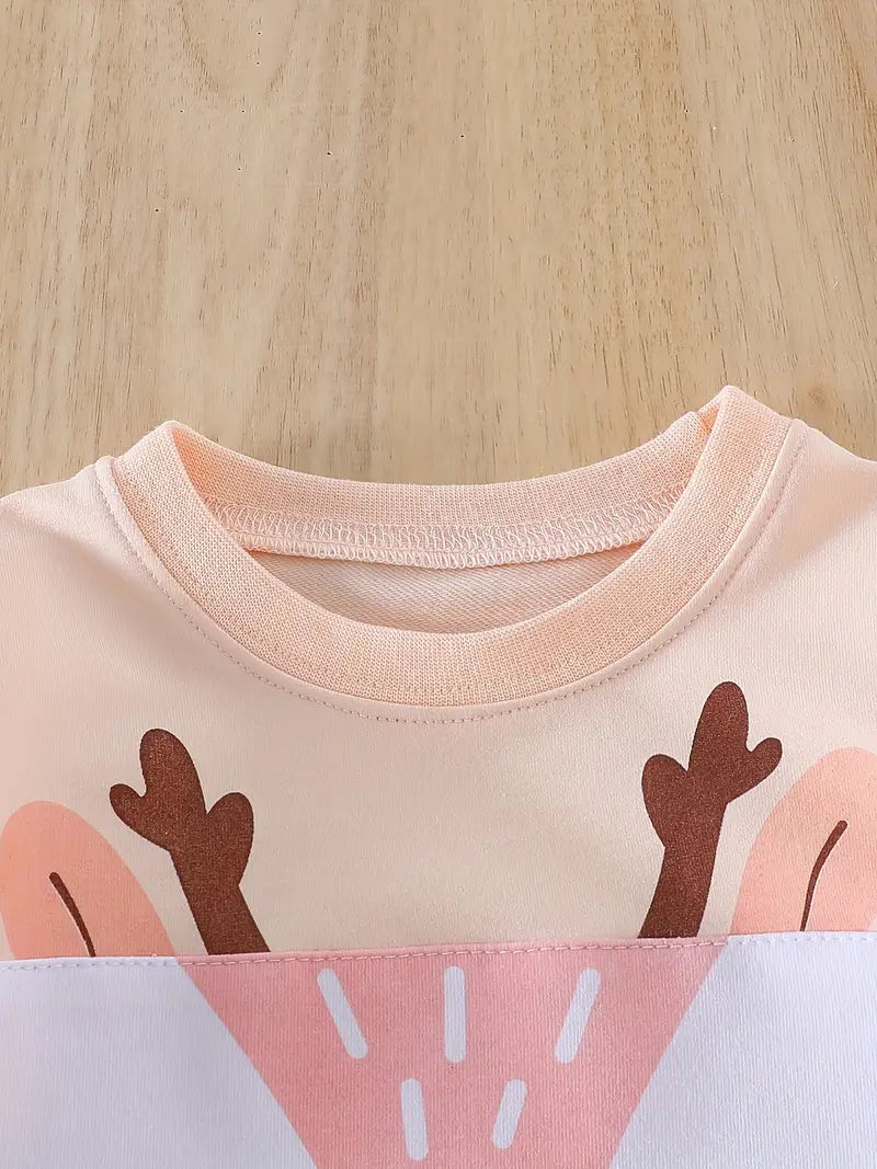 Set van katoenen broek met hertenprint en lange mouwen | Gezellige babykleding