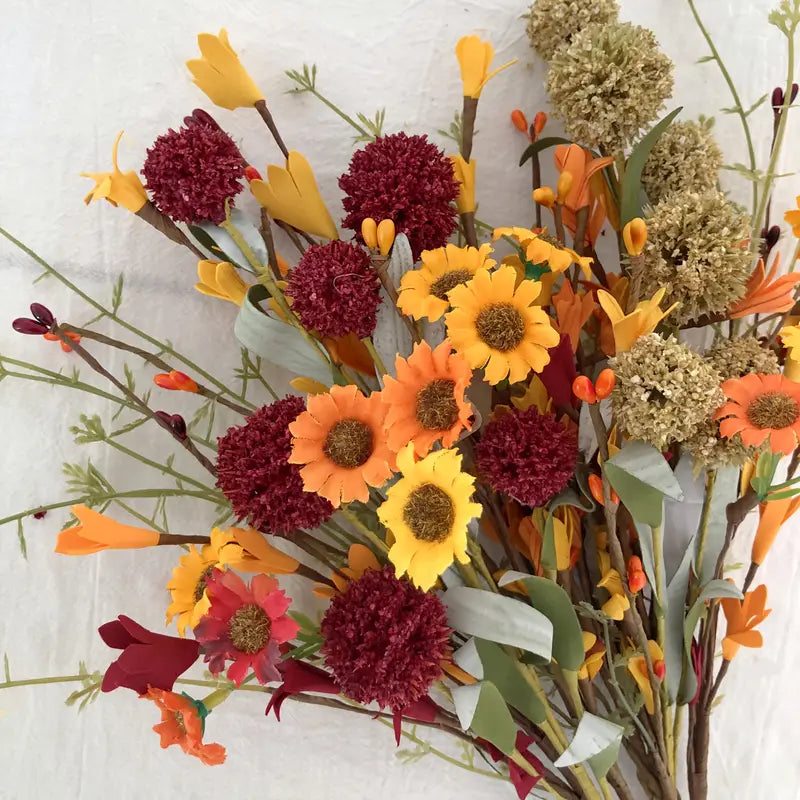 Artificial Autumn Flowers 6-Pack: White Hydrangea, Daisy, DIY Decor