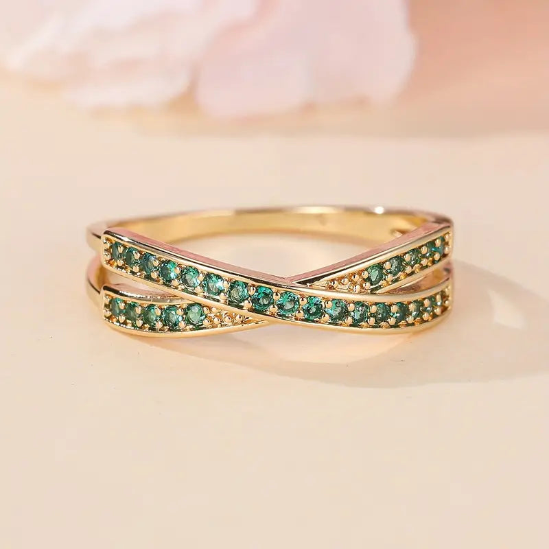 18K Gold Plated Promise Ring Zirconia Engagement Ring Wedding Jewelry