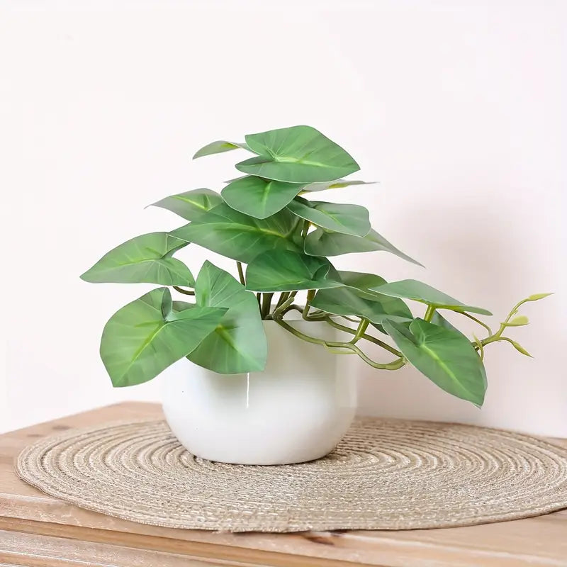 Plante artificielle à feuilles vertes – Décoration de bureau et d'étagère pour la maison, le bureau et la salle à manger