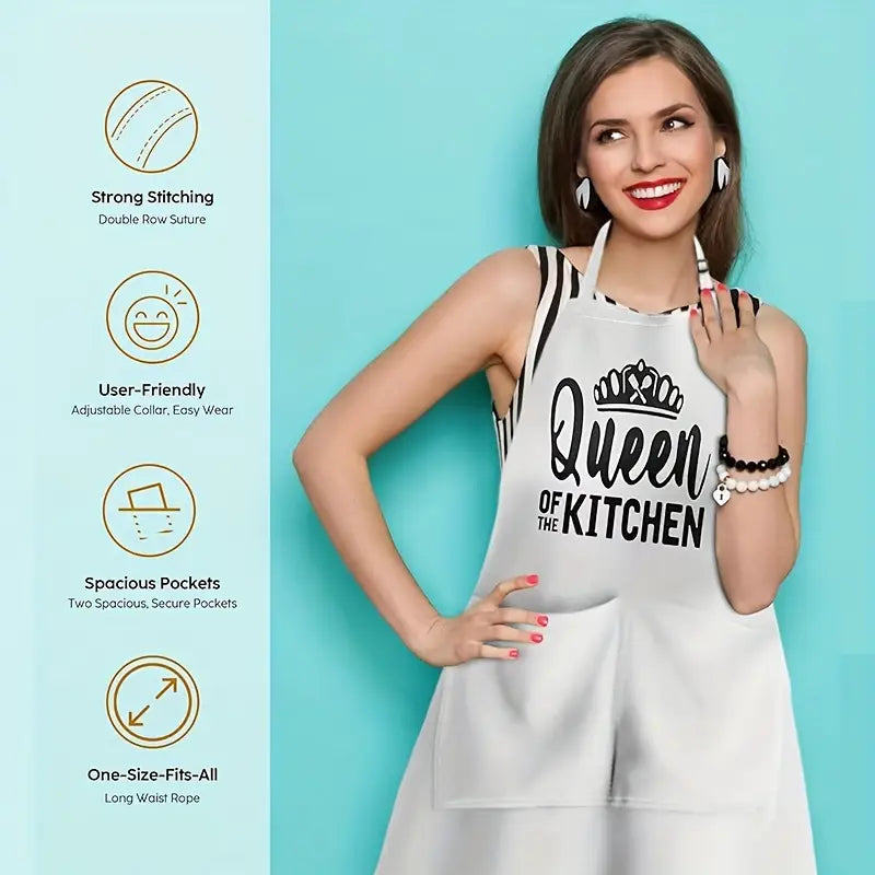 2pcs couple aprons with adjustable neck strap and letter design