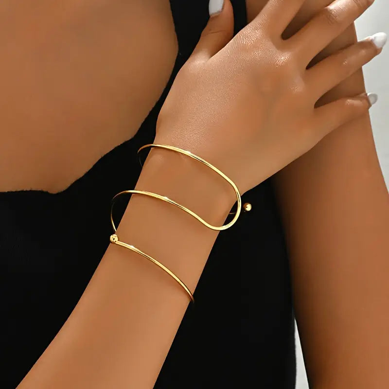 Minimalistische, meerlaagse open manchetarmband – veelzijdige sieraden voor vrouwen