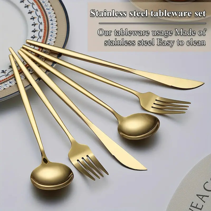 12/18PC Luxury Cutlery Set – Gold/Silver Stainless Steel – Gift-Ready Set