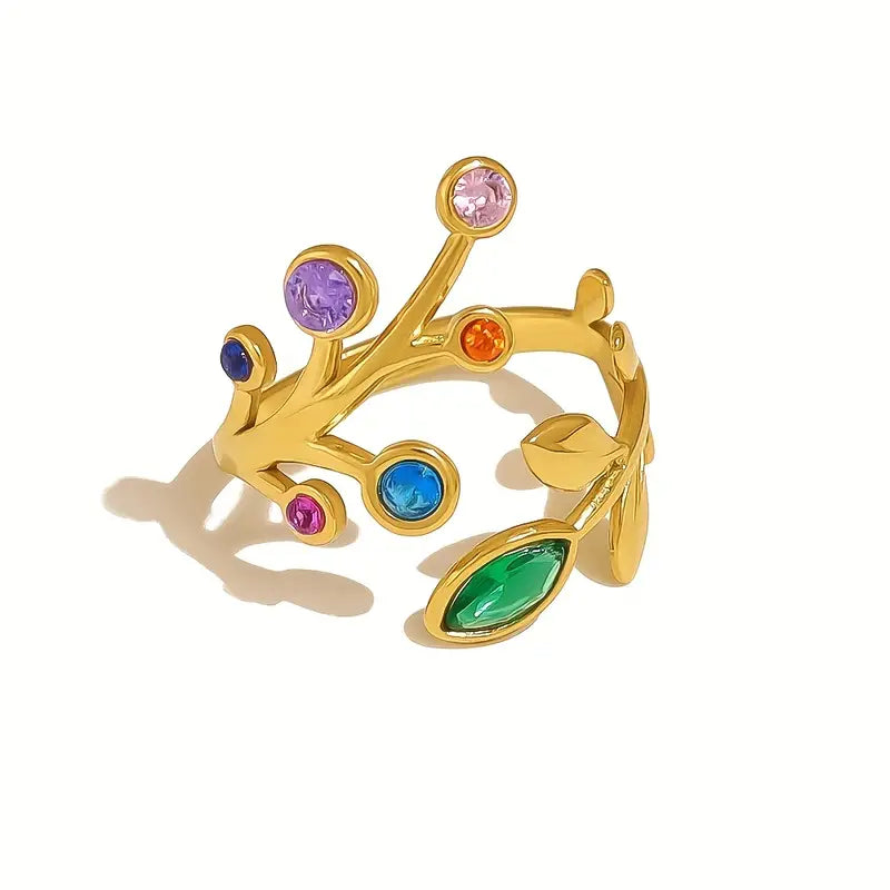 Vintage Rhinestone Ring - Adjustable Open Band Jewelry
