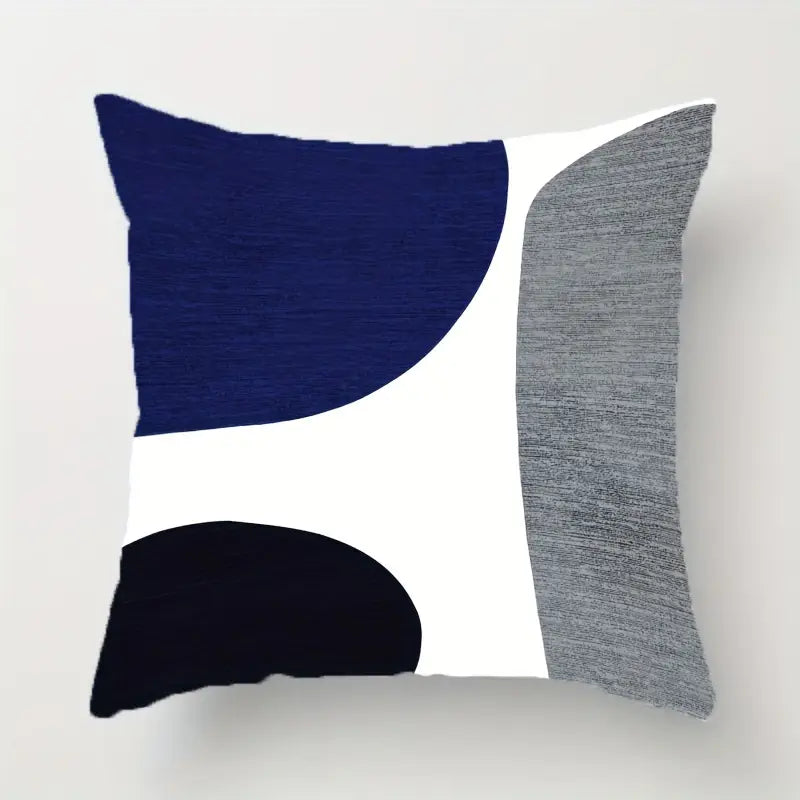 Lot de 4 housses de coussin bleues à motifs géométriques bleu marine, noir et blanc pour canapé et lit