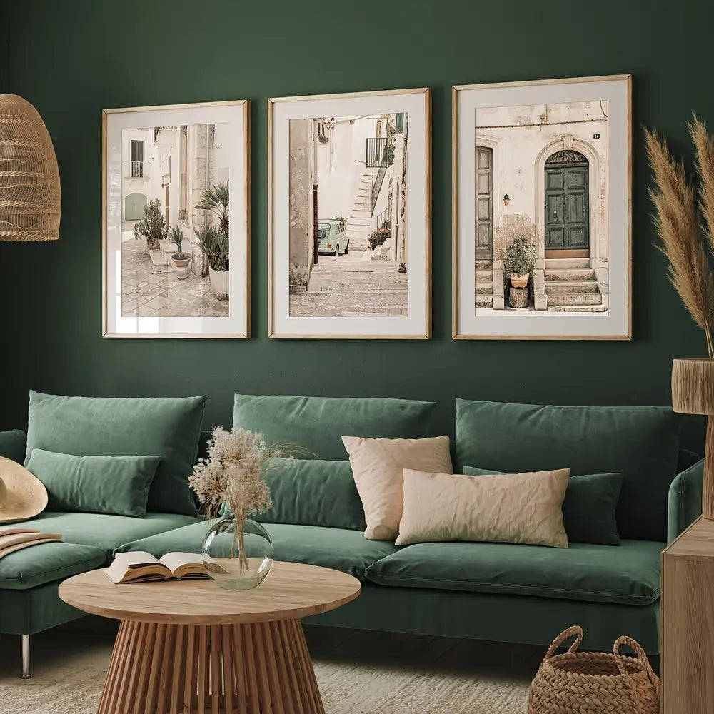 3pcs Set of Italian Scenery Murals Mediterranean Landscape Prints Unframed