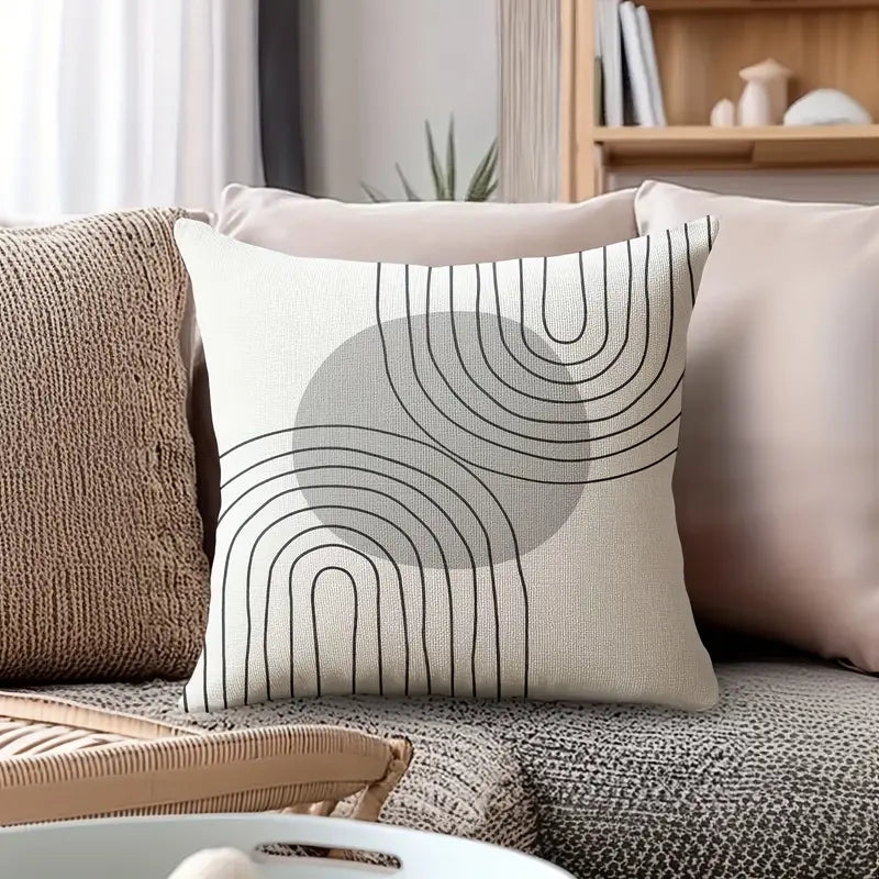 4PCS Contemporary Polyester Pillow Covers – 18x18in Elegant Geometric Design for Home & Office