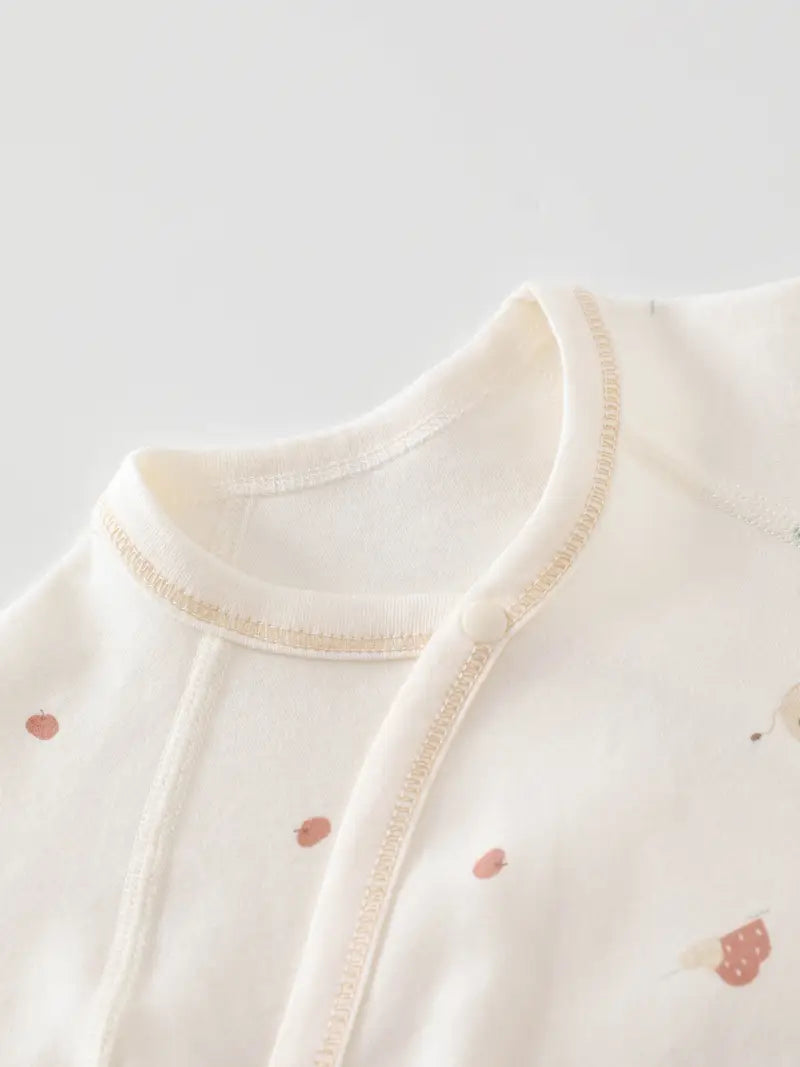Grenouillère en coton motif cerf | Body doux à manches longues et boutons pour nouveau-né
