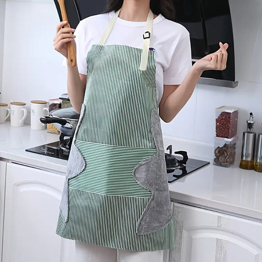 1pc Multi-functional Kitchen Waterproof Striped Bandeau Apron