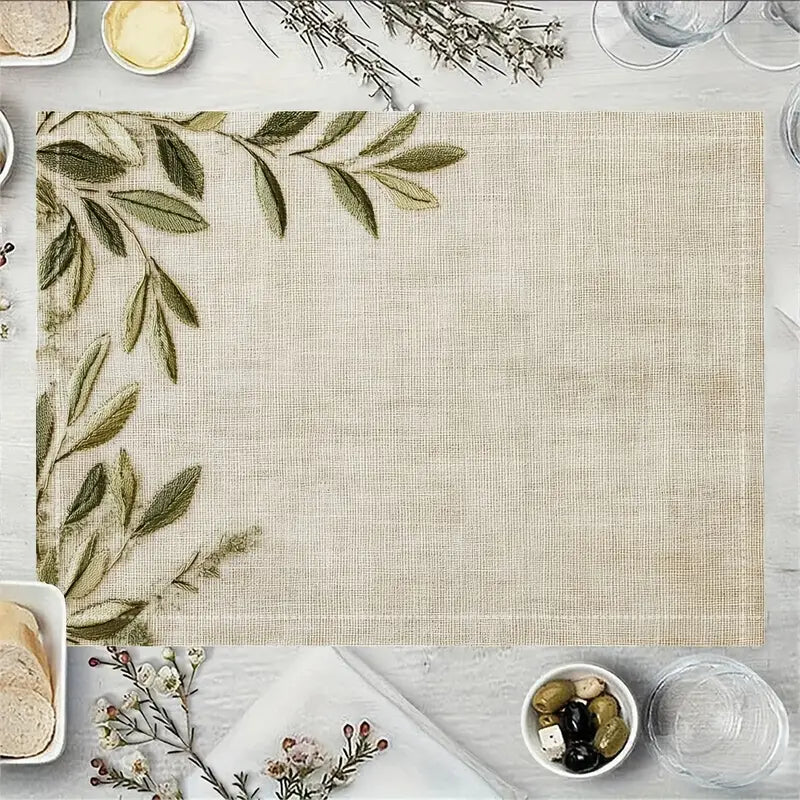 4PC Beige Linen Placemats – 12x18" Waterproof Mats, No Tassels or Embroidery