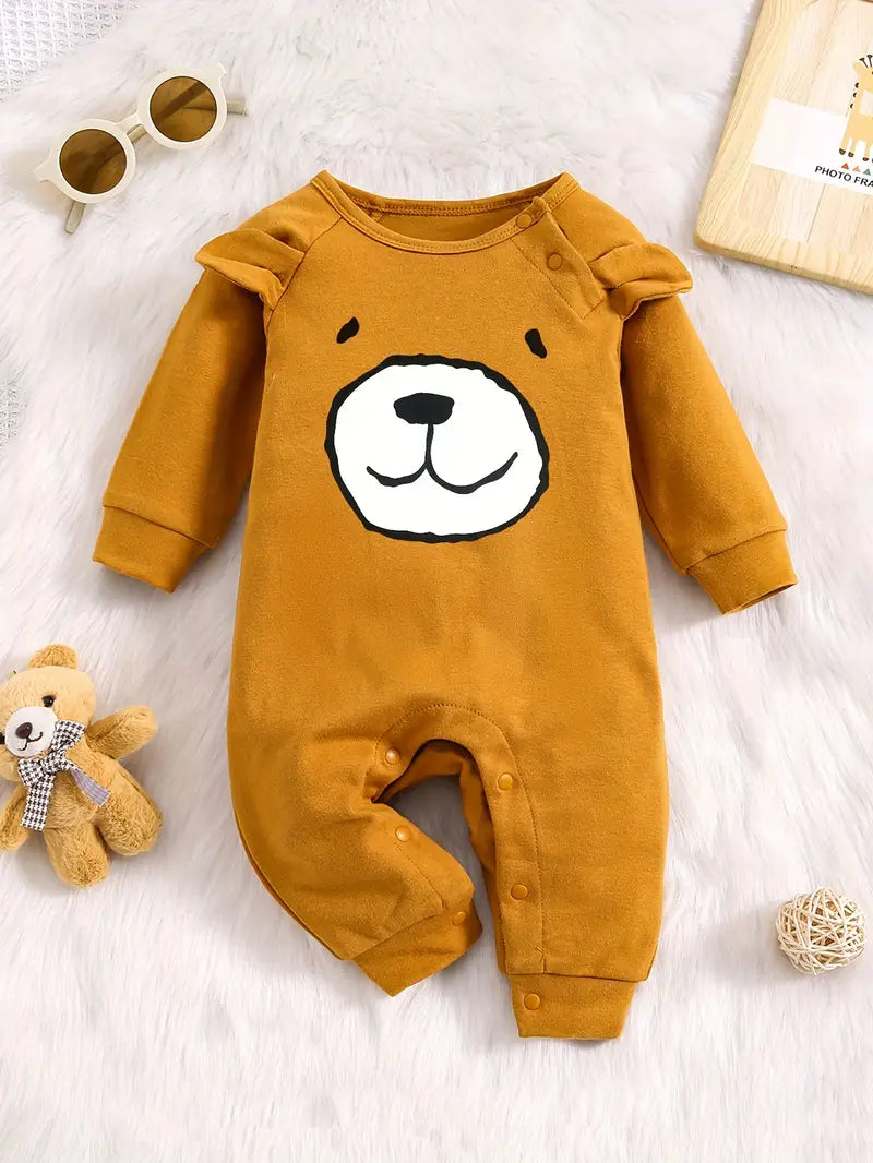 Combinaison bébé motif animal 3D | Barboteuse en coton à manches longues pour garçons et filles
