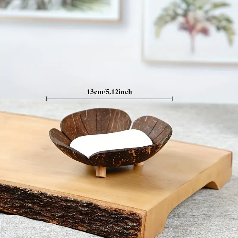 1 stuk zeshoekige houten zeepbakje met kokosnootschaal-geïnspireerd ontwerp