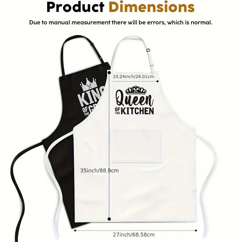 2pcs couple aprons with adjustable neck strap and letter design