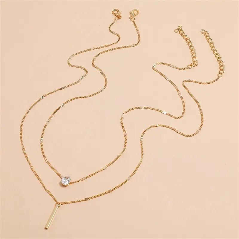 Gold Layered Necklace Set Women's Pendant Jewelry