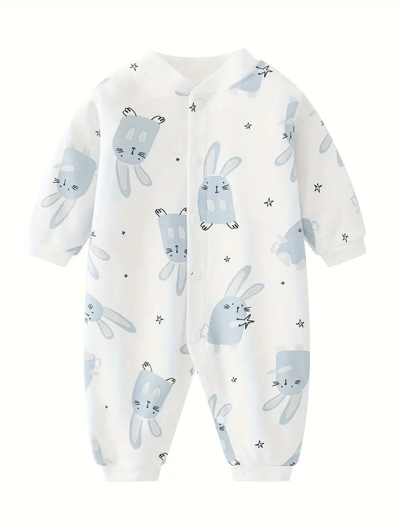 Body bébé boutonné en coton | Grenouillère confortable à manches longues pour bébé garçon