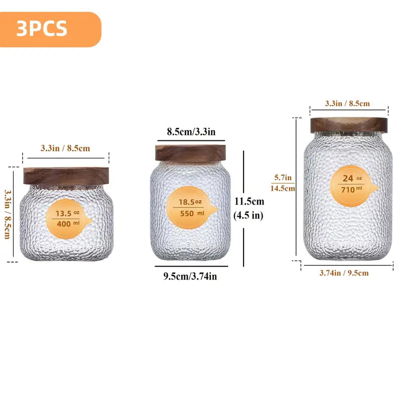 Airtight Glass Coffee Jars - Wooden Lid Canisters Food Storage