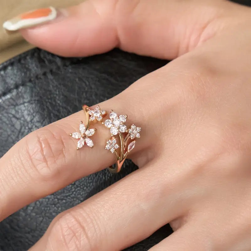 Adjustable Zirconia Ring - Women's Elegant Casual Jewelry