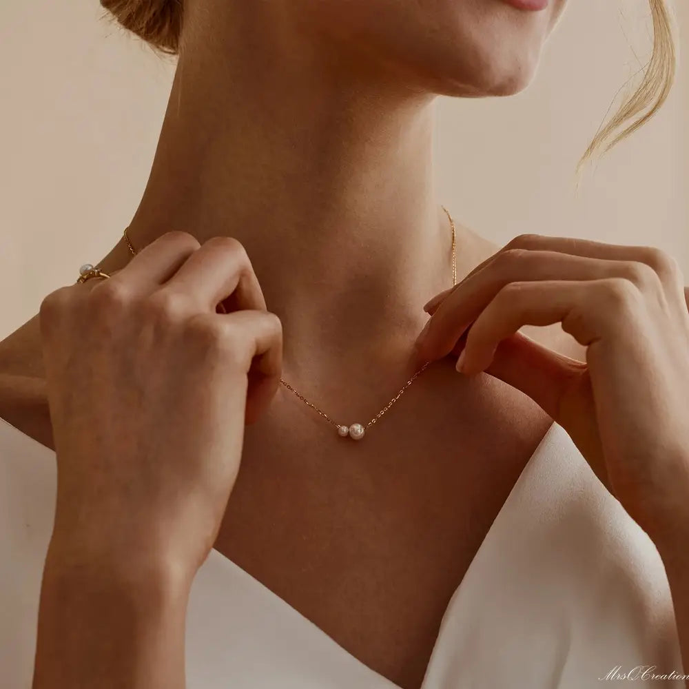 Copper Pendant Necklace with Single Pearl Charm for Women