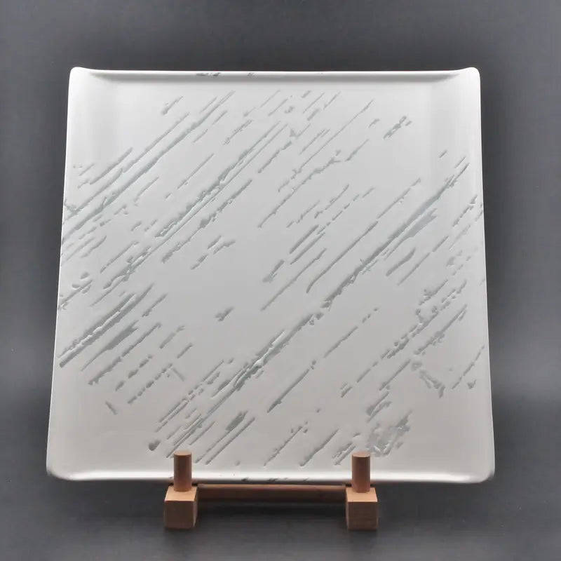 Ceramic Square Platter – Textured Modern Steak or Appetizer Plate