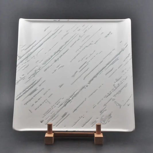 Ceramic Square Platter – Textured Modern Steak or Appetizer Plate