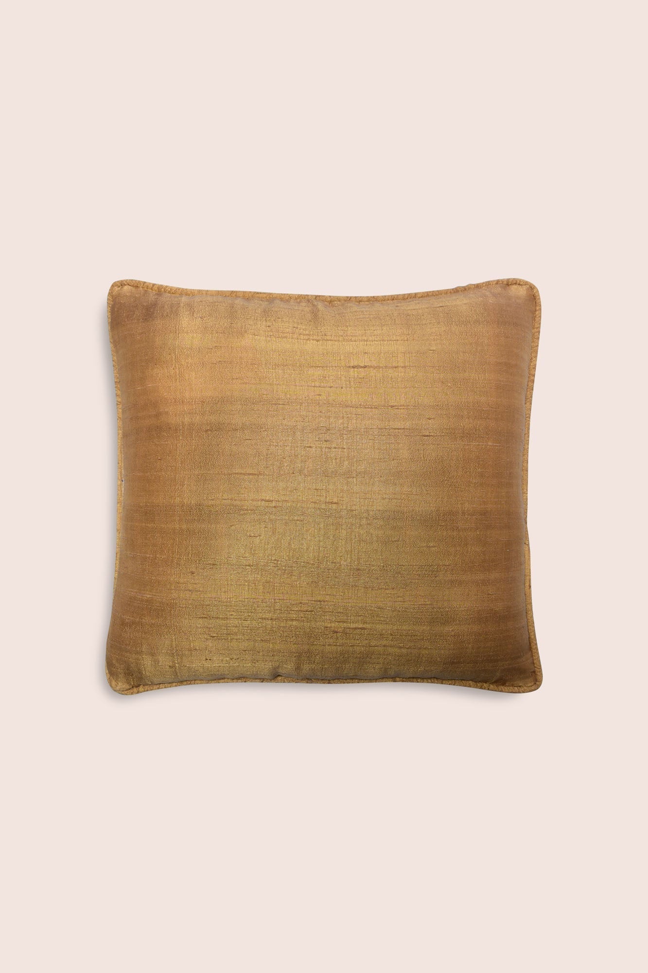 Handwoven Dupion Silk Cushion Cover With Geometrical Floral Pattern - Jacquard Patch