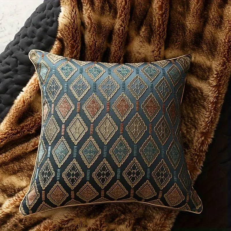 Geometric Throw Pillow Cover - Woven Polyester, Zipper Closure