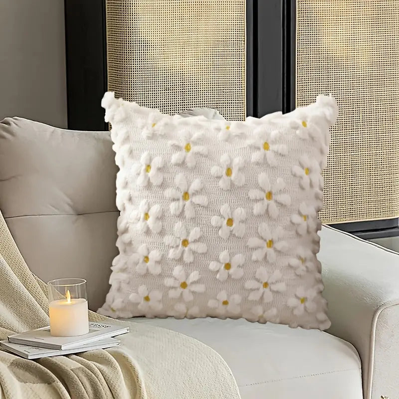 Daisy Heart Pillow Cover - 18x18 Farmhouse Decor