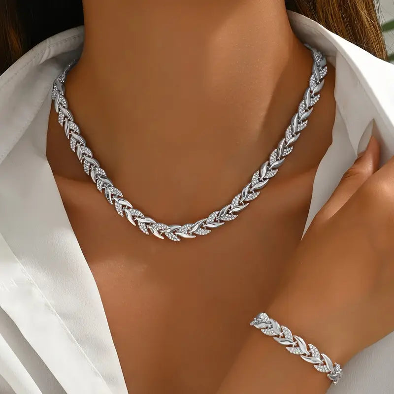 Fish Tail Glass Jewelry Set - Bracelet Necklace Combo